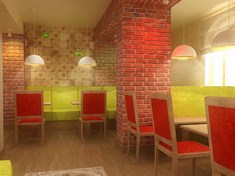 2fk-projekt-wnetrz-wroclaw-legnica-boleslawiec-restauracja-bar-kawiarnia-czerwona-cegla-tapeta-kolorowe-tapicerki-fotele-lampy-wiklinowe-nubuk